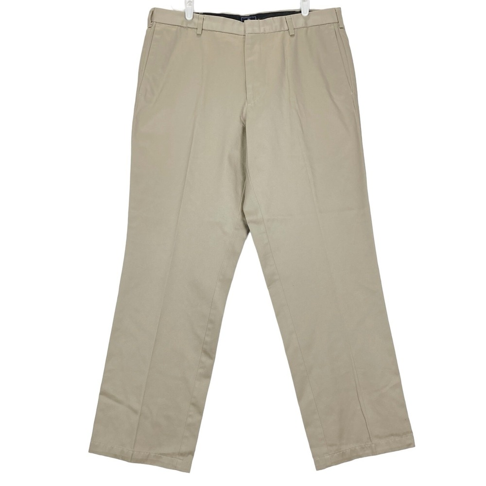 Dockers Men's Khaki Pants Size 38x32 Flat Front Straight Leg Mid Rise Cotton